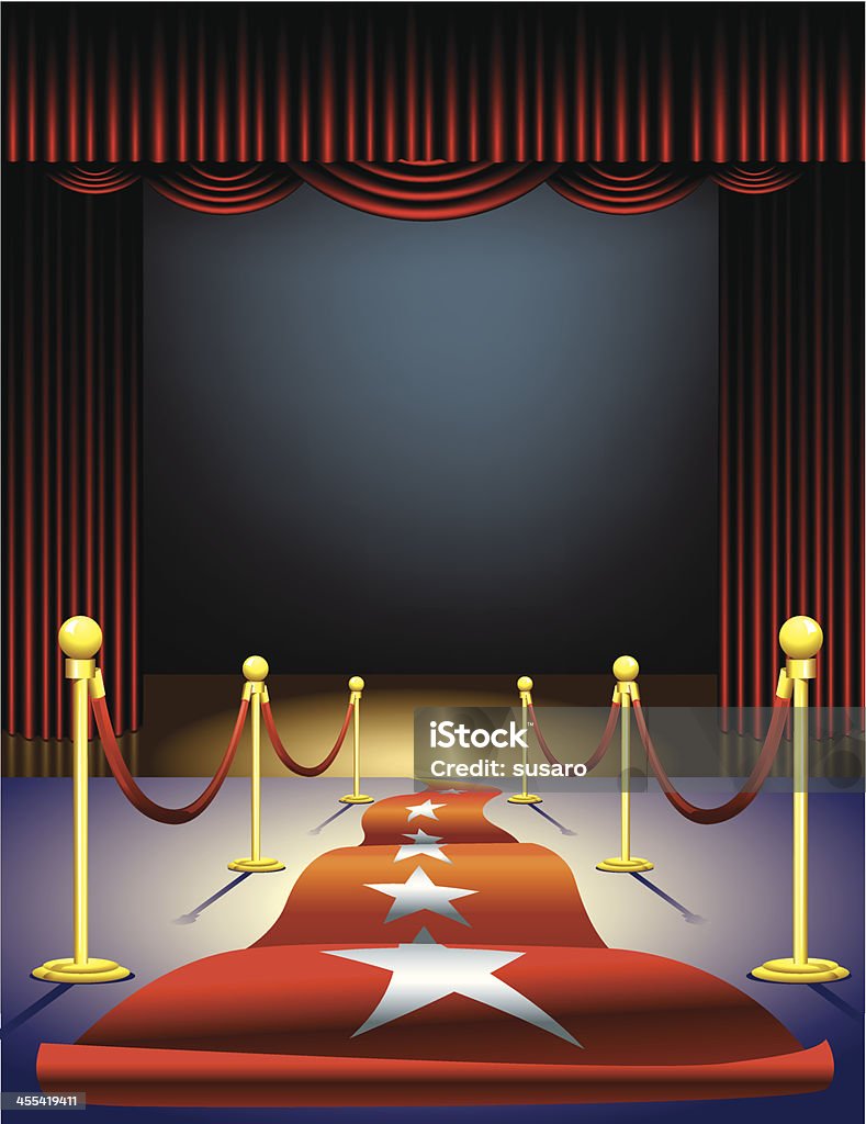 Czerwony Dywan na scenie - Grafika wektorowa royalty-free (Tło)