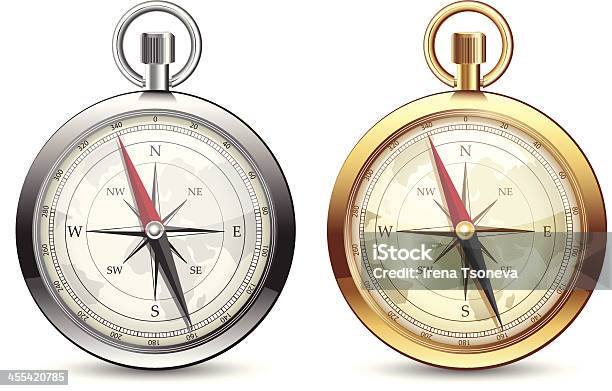 Compass - Immagini vettoriali stock e altre immagini di Bussola magnetica - Bussola magnetica, Argentato, Argento