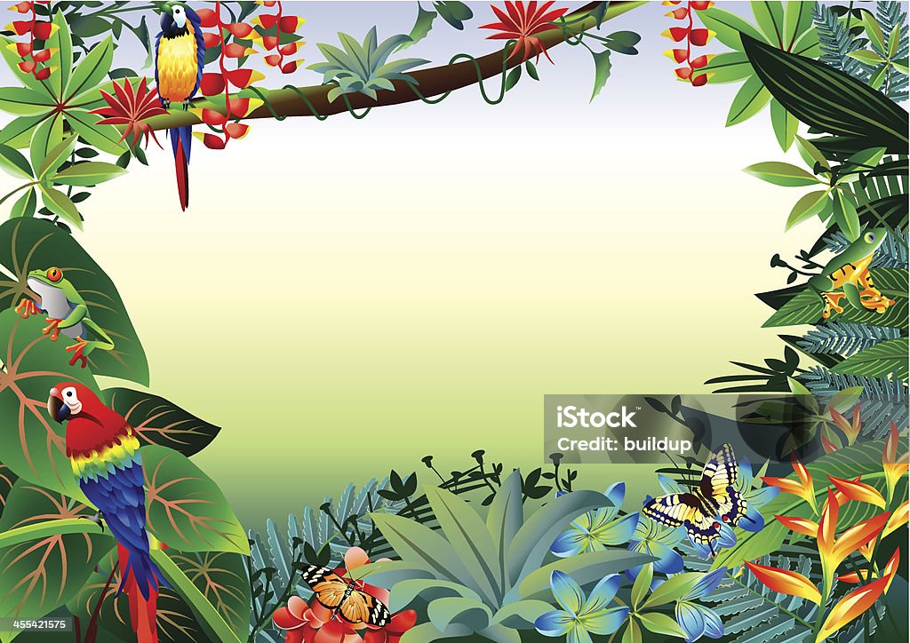 Selva Tropical frontera - arte vectorial de Bosque pluvial libre de derechos