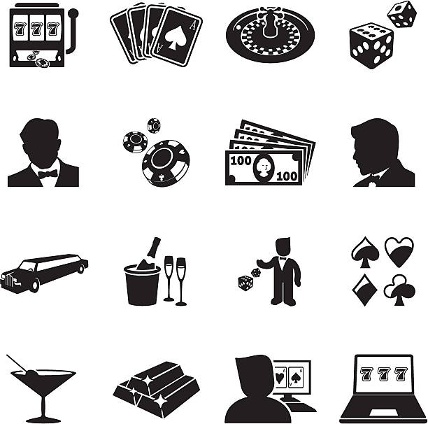 casino-icons - silhouette poker computer icon symbol stock-grafiken, -clipart, -cartoons und -symbole