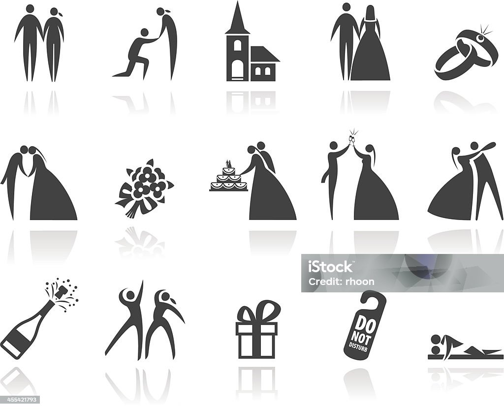 Wedding icons Set of 15 wedding related icons. Icon Symbol stock vector