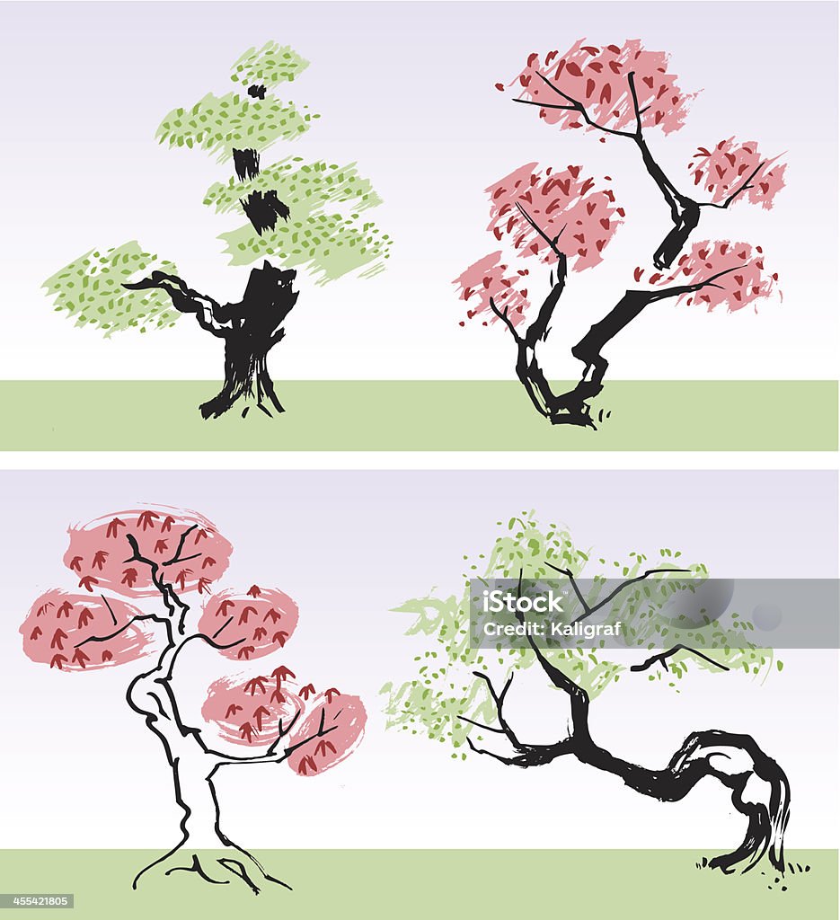 Different Trees Four different trees, bonsai style Bonsai Tree stock vector