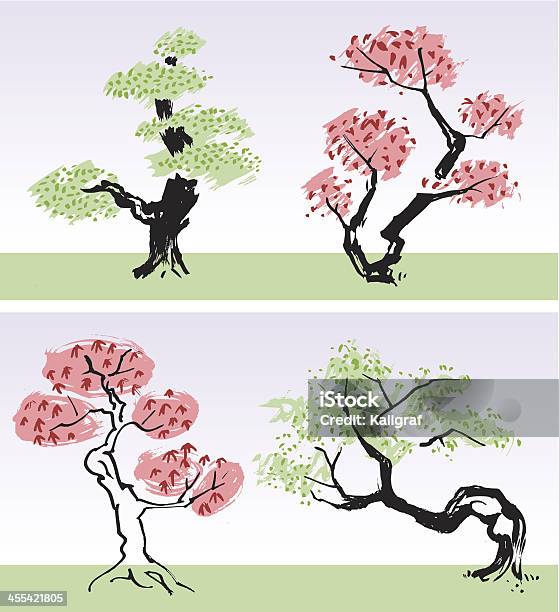 Different Trees Stock Illustration - Download Image Now - Bonsai Tree, English Oak, Evergreen Tree