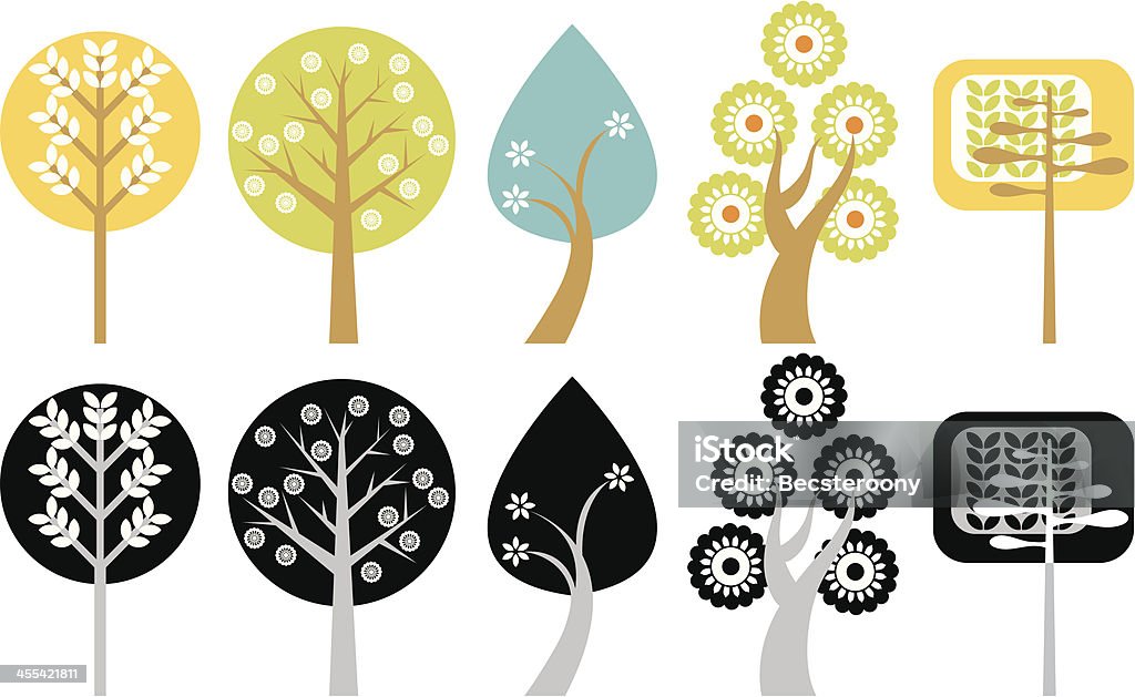 60. Retro Tree Retro Tree Set Stock Illustration - Download Image Now - 1960-1969 ...