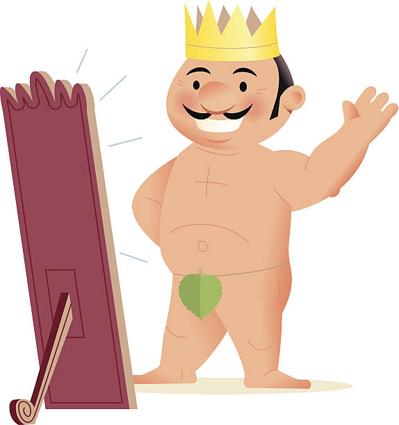 императорский new clothes - king emperor naked nudist stock illustrations