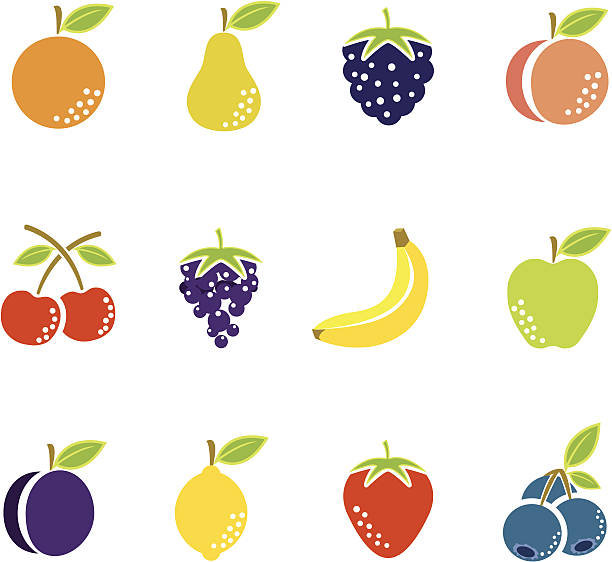 proste owoców ikony - plum stock illustrations