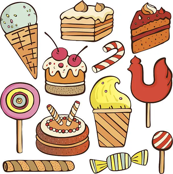 Vector illustration of sweet set