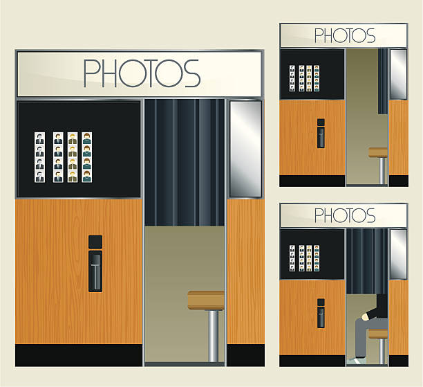Retro Photo Booth Retro style photo booth. Zip includes AI,  PDF and hi-res format. photo booth stock illustrations