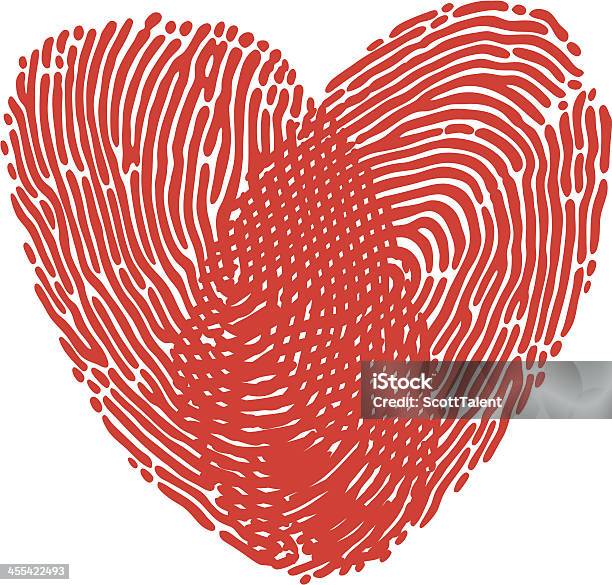Coração Impressão Digital - Arte vetorial de stock e mais imagens de Impressão Digital - Impressão Digital, Símbolo do Coração, Amor