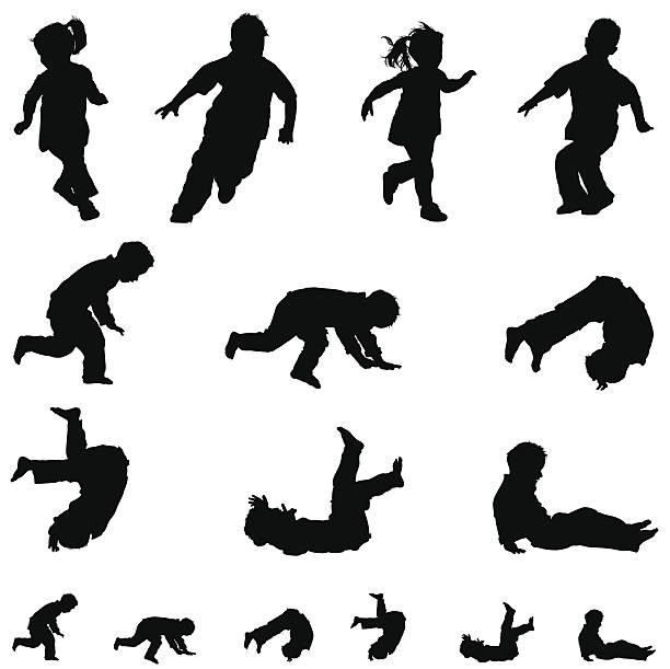 ilustraciones, imágenes clip art, dibujos animados e iconos de stock de juegue de tiempo - silhouette back lit little boys child