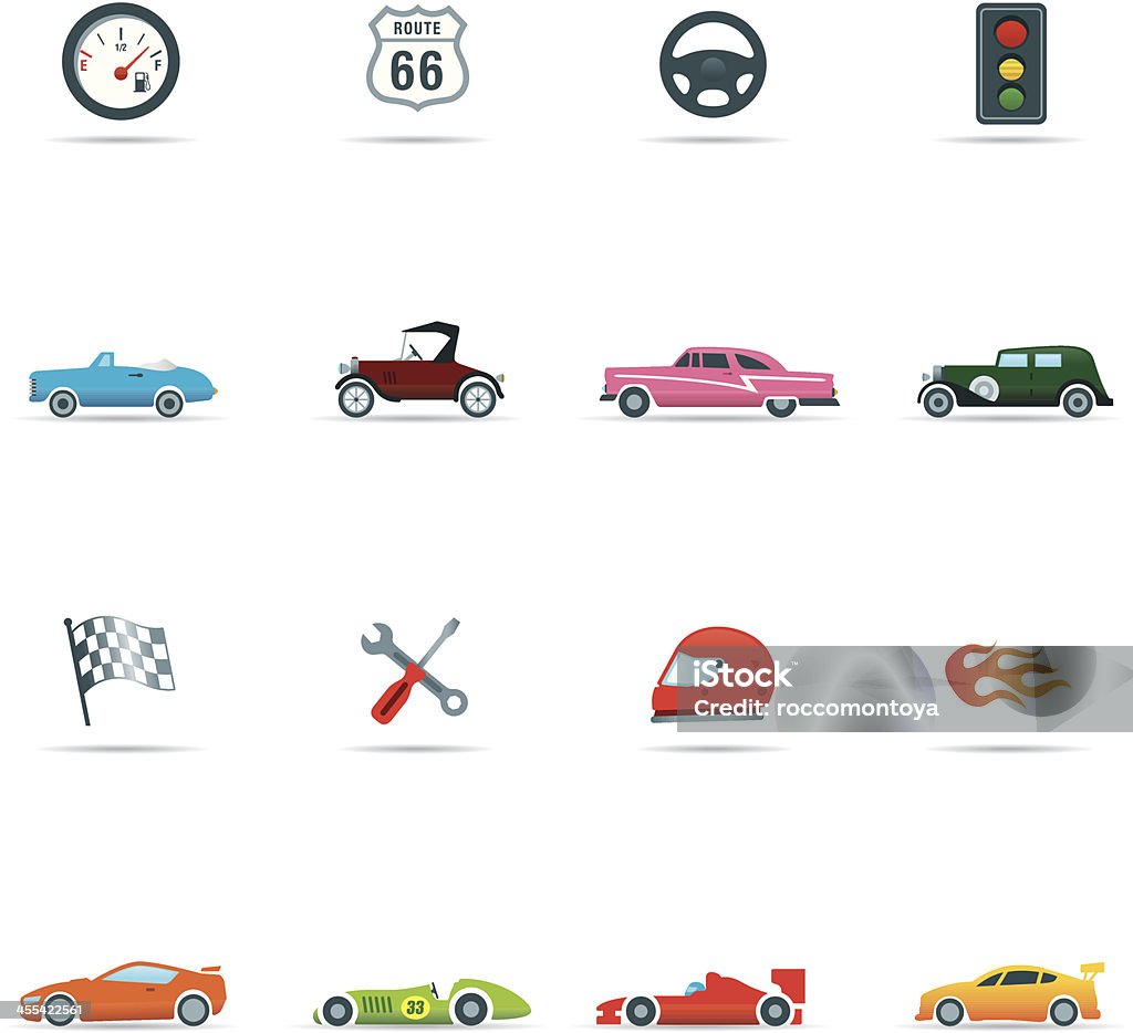 Icon set, Cars and Mechanics Color Icon Set, Cars and Mechanics background, make in adobe Illustrator (vector) Vintage Car stock vector
