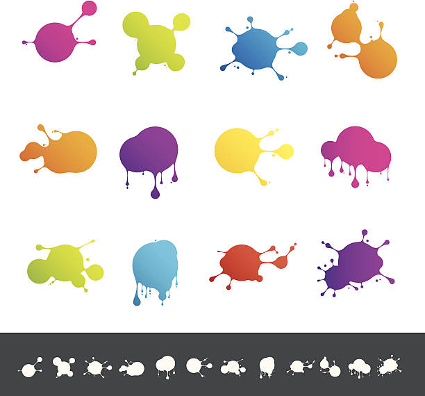 Colored Ink Splashes vector art illustration