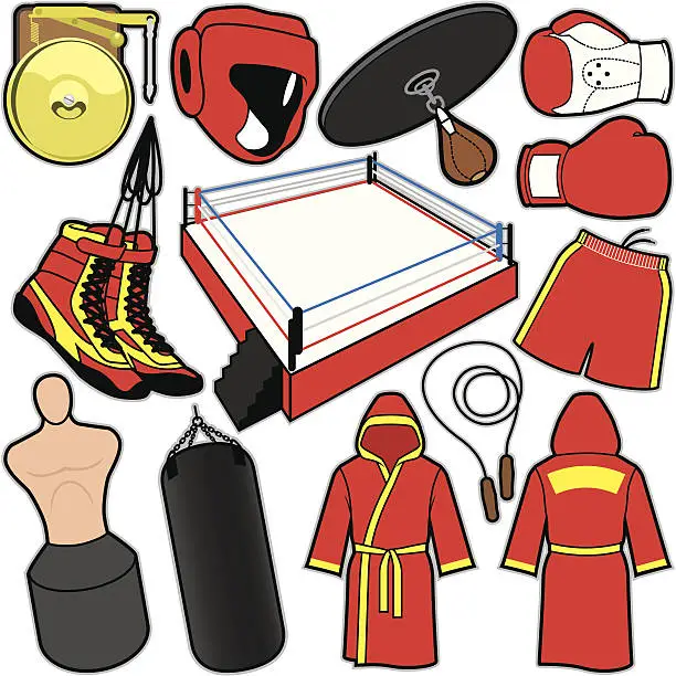 Vector illustration of Boxing Items