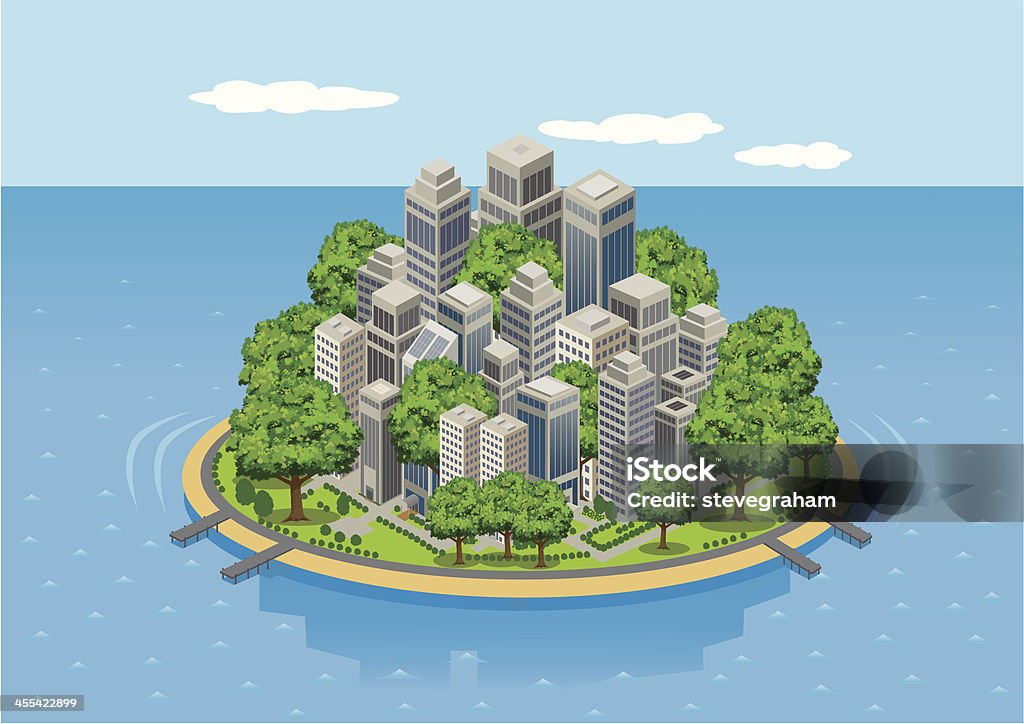 Island City - clipart vectoriel de Ville - Milieu urbain libre de droits