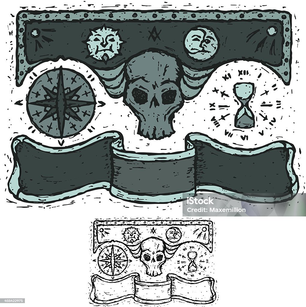 Pirat czaszki i kompas z Banner - Grafika wektorowa royalty-free (Baner)