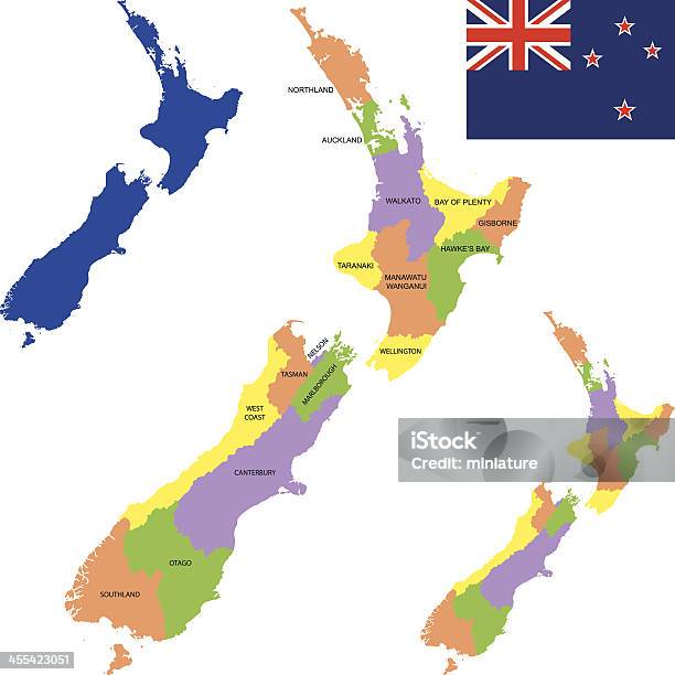 Nouvellezélande Vecteurs libres de droits et plus d'images vectorielles de Carte - Carte, Cartographie, Contour