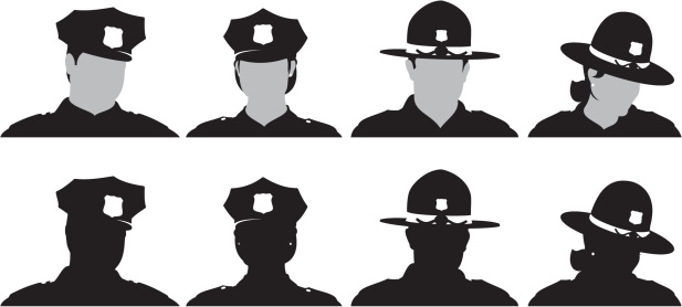 Male and female Police and State Trooper silhouette set