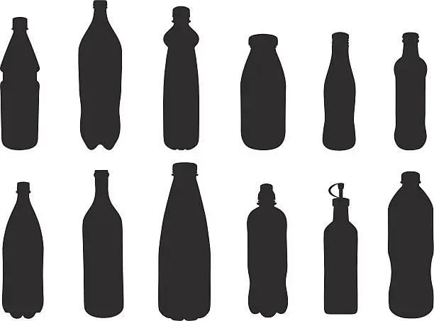 Vector illustration of Bottle Silhouettes