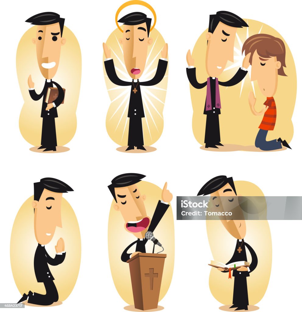 Preacher action set Cartoon preacher action set. Preacher stock vector