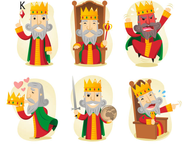 King action set vector art illustration