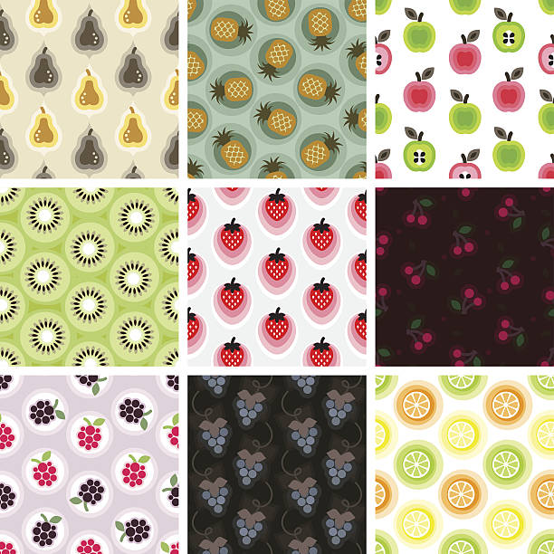 bezszwowe wzór-owoce - raspberry berry fruit fruit backgrounds stock illustrations