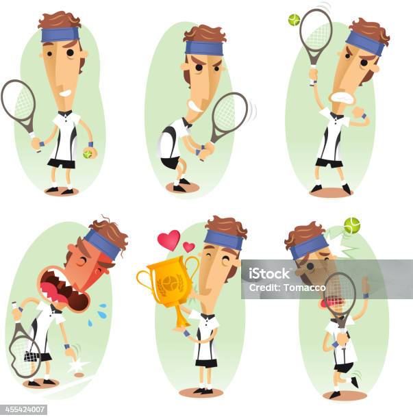 Теннисный Игрок Набор — стоковая векторная графика и другие изображения на тему Теннис - Теннис, Подача - спорт, Веселье