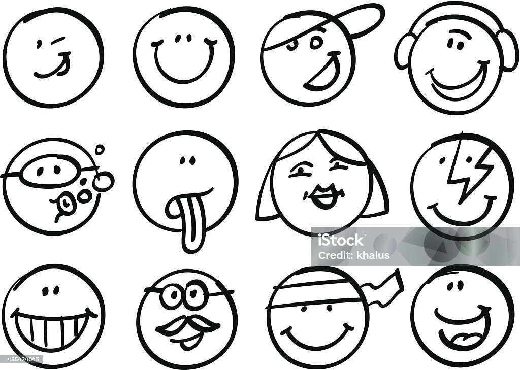 Smiley faces collection Collection of different funny faces. Anthropomorphic Smiley Face stock vector