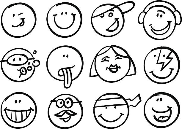 Smiley faces collection Collection of different funny faces. anthropomorphic smiley face illustrations stock illustrations