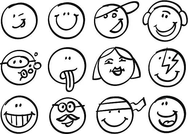 Vector illustration of Smiley faces collection