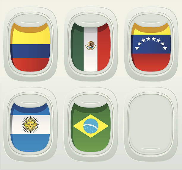 항공기 창쪽 국기 컬레션 - mexico argentina stock illustrations