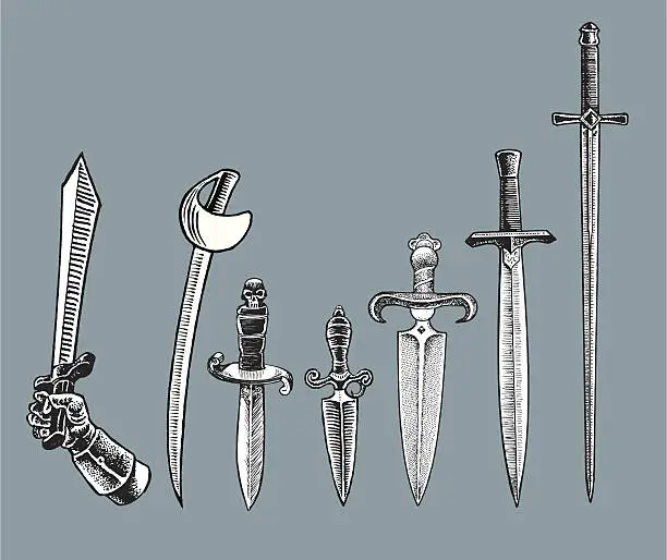 Vector illustration of Medieval Weapons - Swords and Daggers