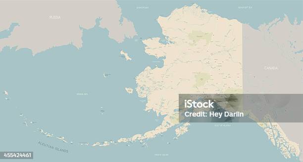 Ilustración de Mapa De Alaska y más Vectores Libres de Derechos de Mapa - Mapa, Alaska - Estado de los EE. UU., Anchorage