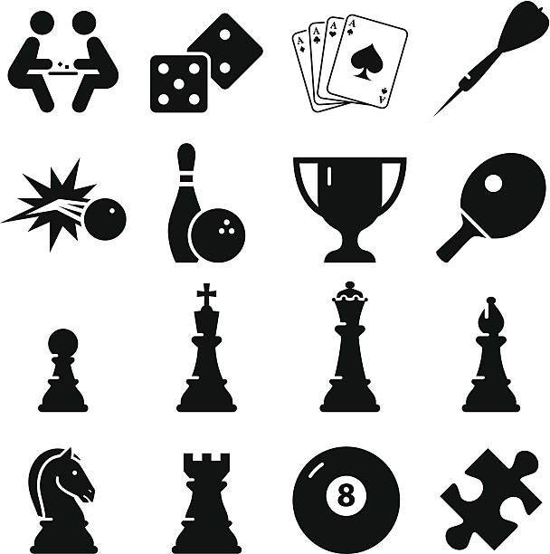 игра иконы-черной серии - board game leisure games chess dice stock illustrations