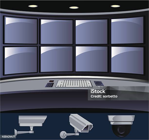 Vetores de Sala De Controle De Segurança e mais imagens de Sala de controle - Sala de controle, Câmera de Segurança, Cômodo de casa