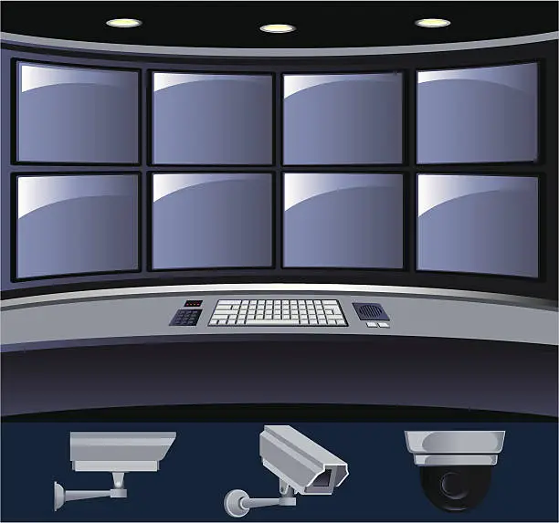 Vector illustration of Security Control Room