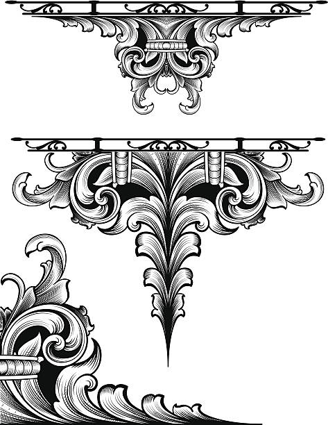 2 Color Scroll Patterns 400+ Scroll Shape Paisley Engraving Floral Pattern Stock Illustrations ...