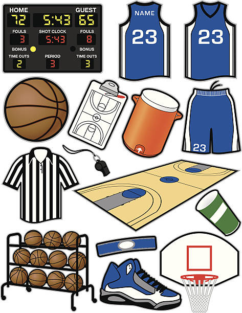 stockillustraties, clipart, cartoons en iconen met basketball items - waterkoeler