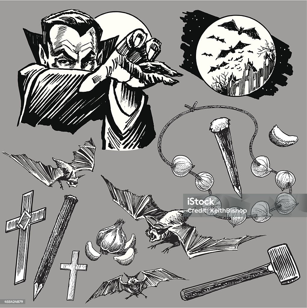 Vampir Dracula-Kollektion mit Bats für Halloween - Lizenzfrei Vampir Vektorgrafik