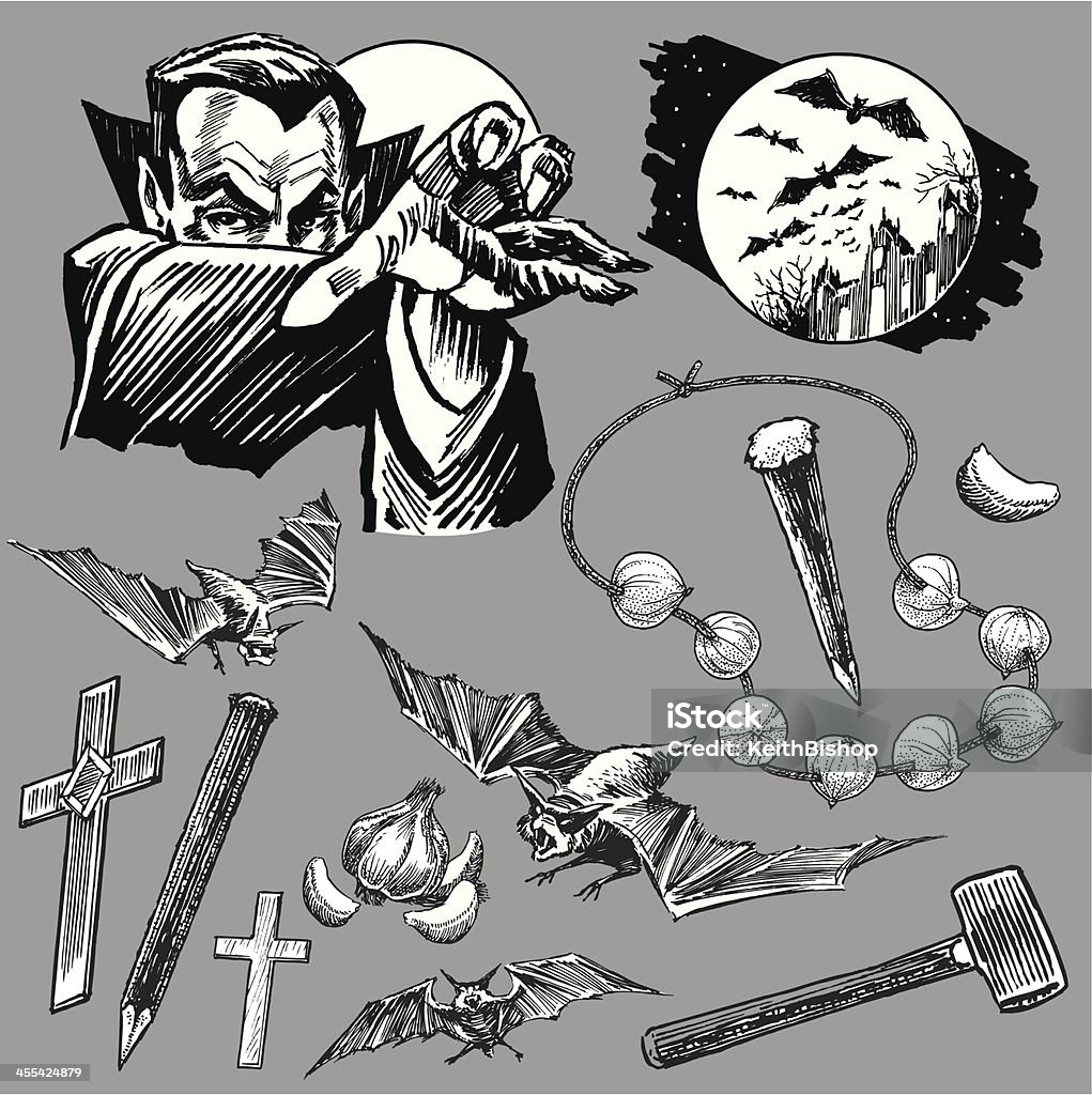 Vampiro Dracula colección para Halloween con murciélagos - arte vectorial de Vampiro libre de derechos