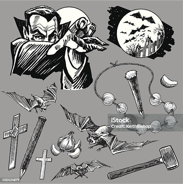 Ilustración de Vampiro Dracula Colección Para Halloween Con Murciélagos y más Vectores Libres de Derechos de Vampiro