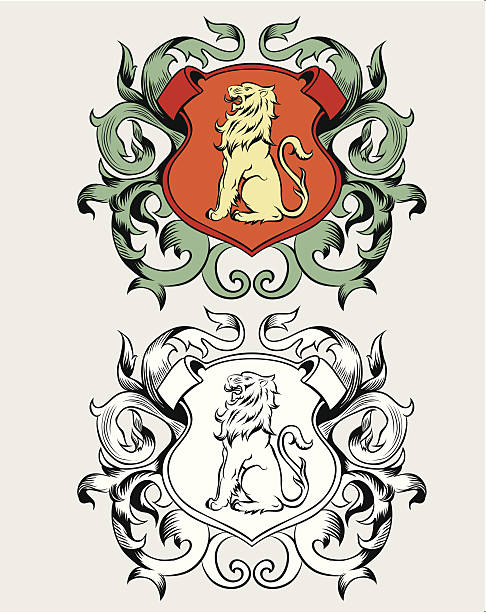 illustrations, cliparts, dessins animés et icônes de armoiries - animal crests shield