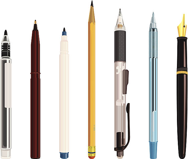 illustrations, cliparts, dessins animés et icônes de matériel pour écrire - office supply pen pencil writing instrument
