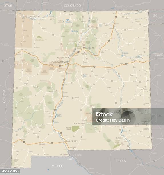 Mappa New Messico - Immagini vettoriali stock e altre immagini di Nuovo Messico - Nuovo Messico, Carta geografica, Mappa stradale