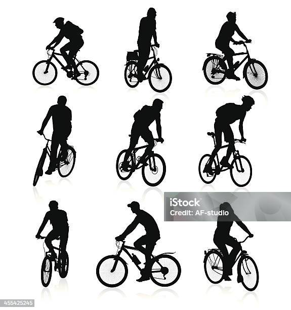 Bikers Stock Illustration - Download Image Now - Cycling, In Silhouette, Bicycle