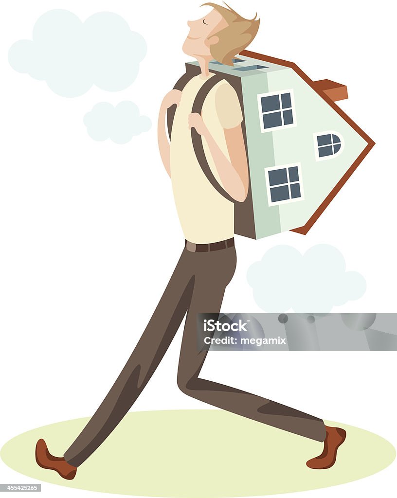 Homme avec maison. - clipart vectoriel de Activité libre de droits