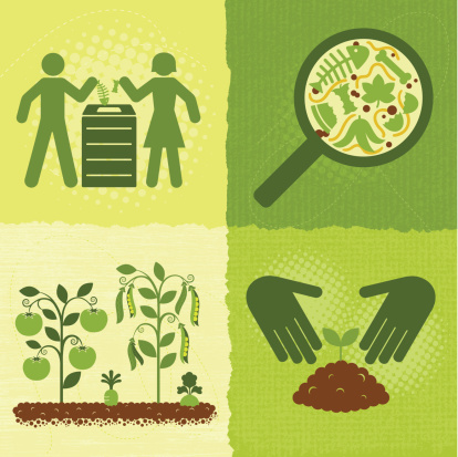 Compost icons on textured backgrounds