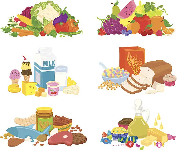 Vector illustration of Healthy Food Groups