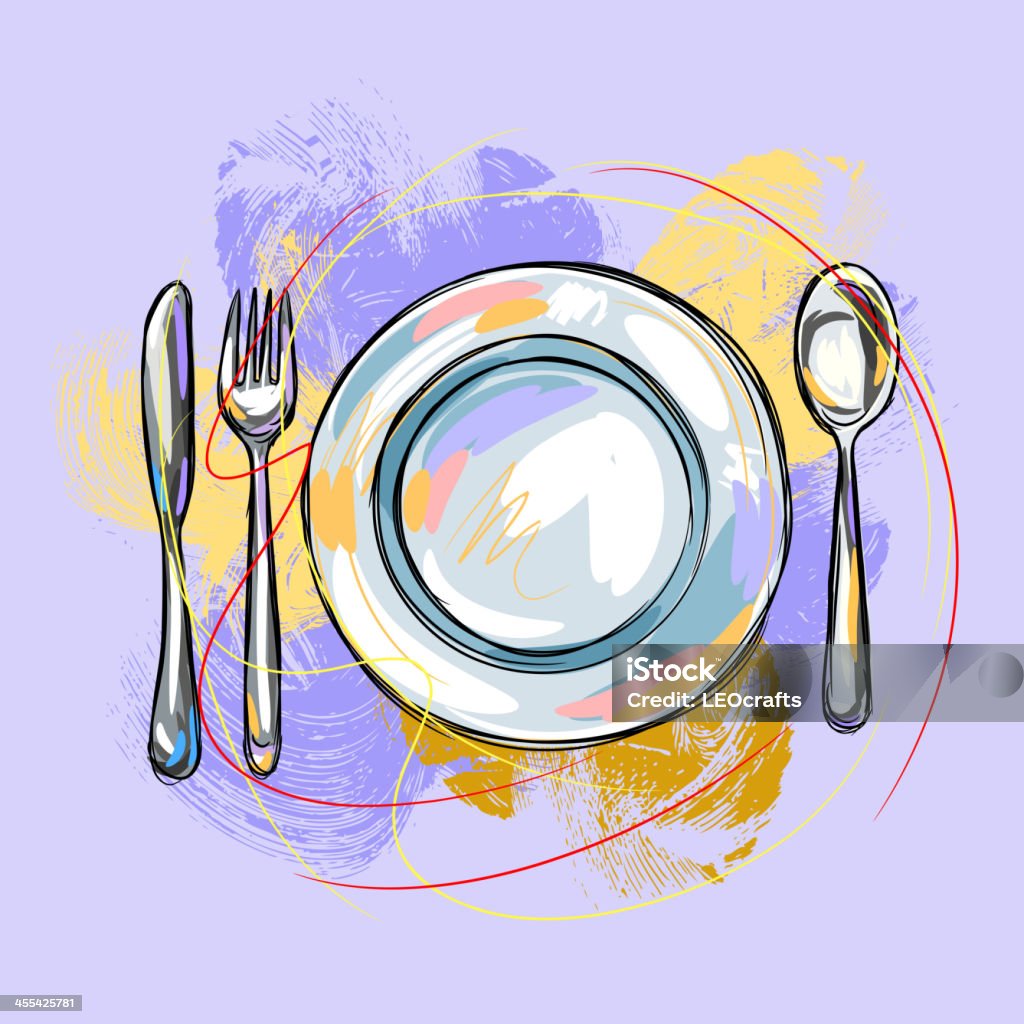 Place Setting Place Setting, all elements are in separate layers and grouped, please visit my portfolio for more options. Plate stock vector