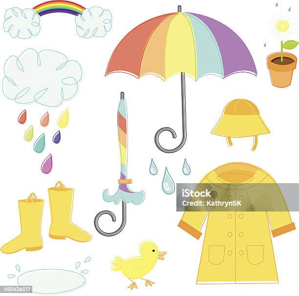 Rainy Day Essentials Stock Illustration - Download Image Now - Rain Hat, Vector, Doodle