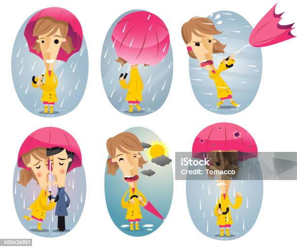 Vetores de Chuva Acção De e mais imagens de Guarda-chuva - Guarda-chuva, Vento, Acidentes e desastres